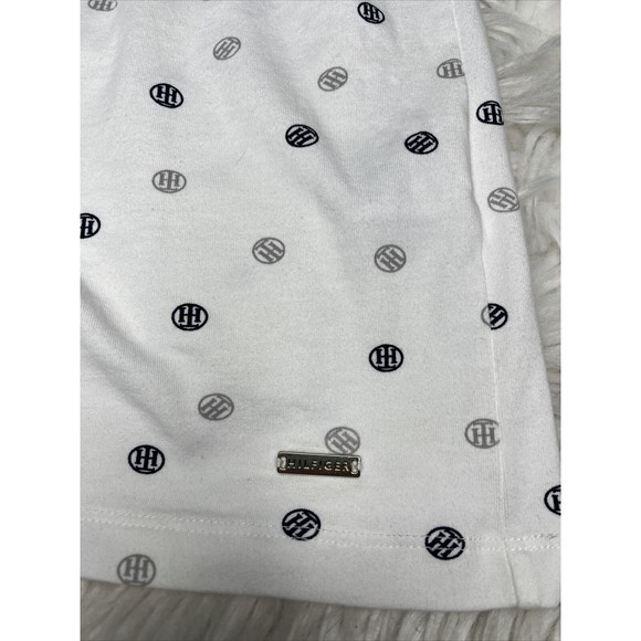 Tommy Hilfiger Mini Dress Lace Up White Logo Stretch Short Sleeve Petite Size XL - Picture 7 of 11